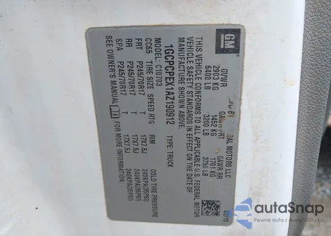 2010 Chevrolet Silverado 1500 Work Truck из США, поврежденный, VIN 1GCPCPEX1AZ190912